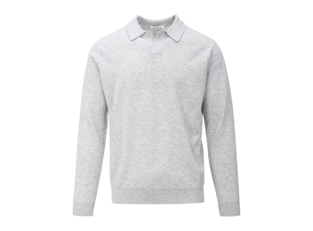 Adebayo Sweater Light Grey Melange XXL Merino knit polo pique 