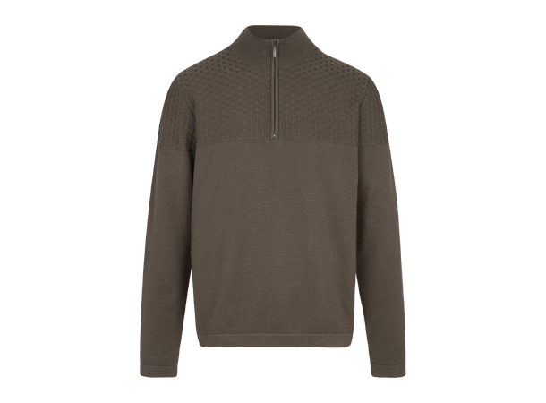 Amman Half-zip Olive S Viscose brick pattern sweater 