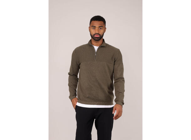 Amman Half-zip Olive S Viscose brick pattern sweater 