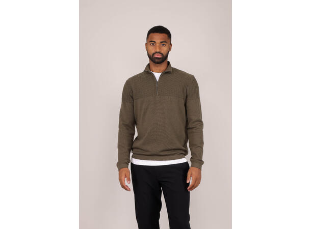 Amman Half-zip Olive S Viscose brick pattern sweater 