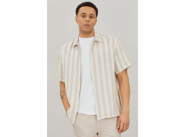 Bale SS Shirt Sand M Loose SS linen zip shirt 