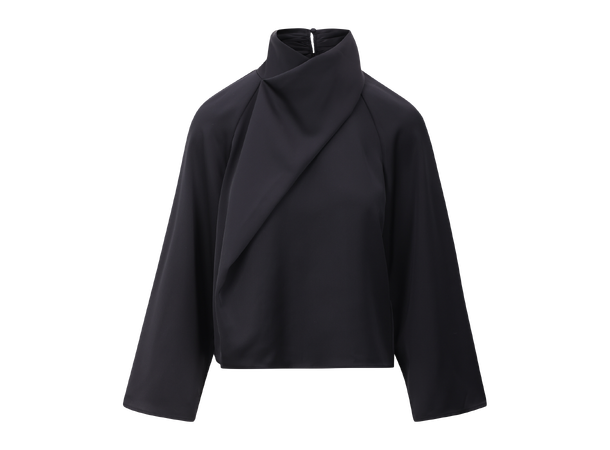 Cira Blouse Black M Satin blouse with twist 