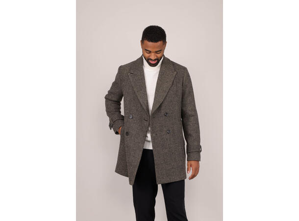 Herres Coat Brown XXL Herringbone wool coat 