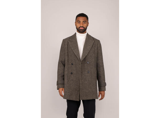 Herres Coat Brown XXL Herringbone wool coat 