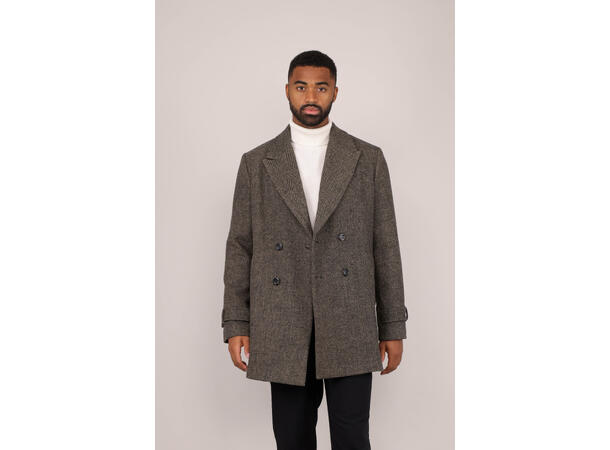 Herres Coat Brown XXL Herringbone wool coat 