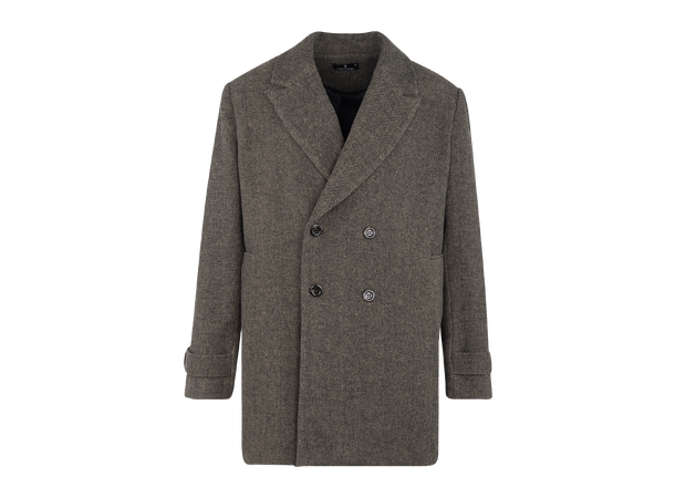 Herres Coat Brown XXL Herringbone wool coat 