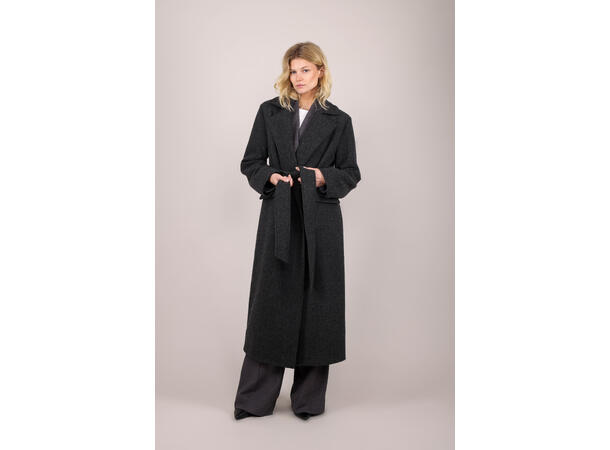 Isabelle Coat Grey melange M Wool herringbone coat 