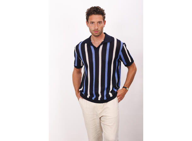 Marcos Pique Navy multi L Structure stripe pique 