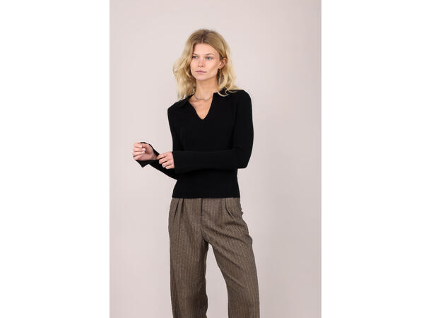 Nadja Polo Sweater Black L Cashmere polo sweater 