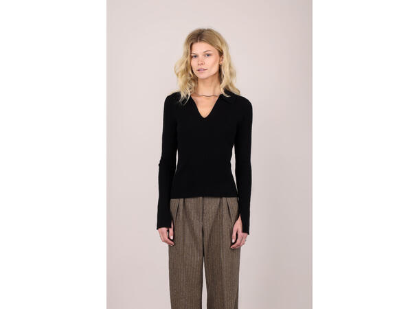 Nadja Polo Sweater Black L Cashmere polo sweater 