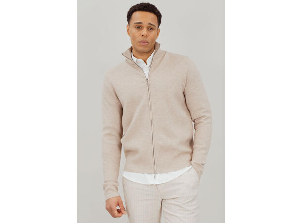 Nathan Cardigan Light Sand L Viscose knit 2-way zip cardigan 