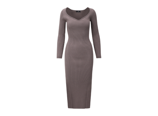 Penni Dress Dark Sand L Rib LS dress 