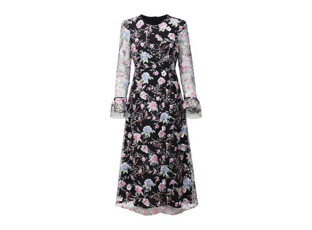 Queenie Dress Black Multi M Embroidered  dress 