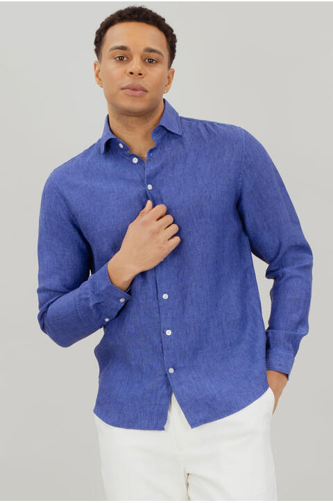 Salvatore LS Shirt Sand M Wide spread LS linen shirt
