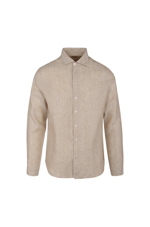 Salvatore LS Shirt Sand M Wide spread LS linen shirt