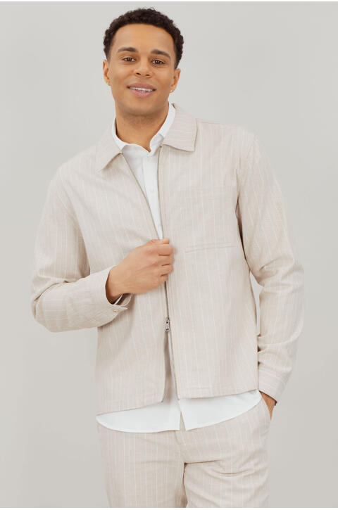 Theodor Overshirt Pinstripe zip overshirt
