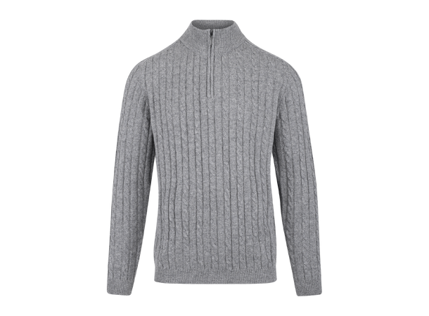 Walt Half-zip Grey Melange XXL Wool cable sweater 