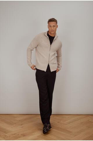 Alfred Cardigan Twill wool zip cardigan