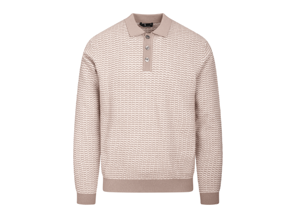 Axton Sweater Dark Sand L Jaquard button sweater 