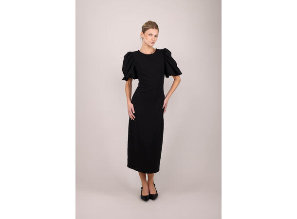 Cuba Dress Black S Midi dress with puffed sleeves 