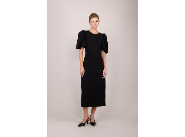 Cuba Dress Black S Midi dress with puffed sleeves 