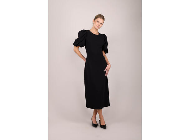 Cuba Dress Black S Midi dress with puffed sleeves 