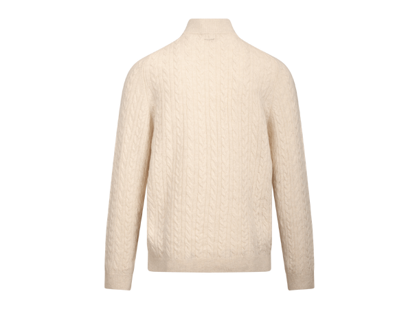 Edward Half-zip Cream melange XL Cable half-zip wool sweater 