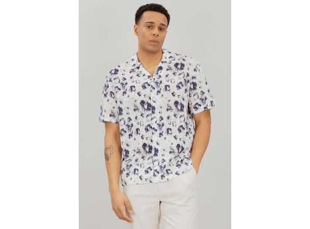 Gaston SS Shirt Blue AOP M Linen AOP SS shirt 