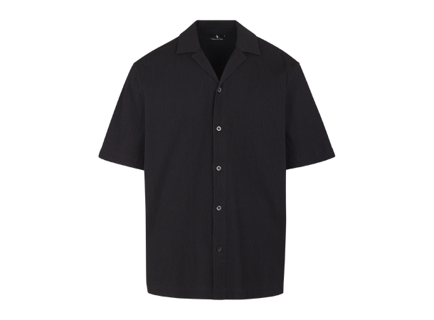 Leclerc SS Shirt Black M Shawl collar cotton crepe shirt 