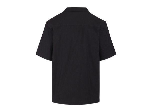 Leclerc SS Shirt Black M Shawl collar cotton crepe shirt 