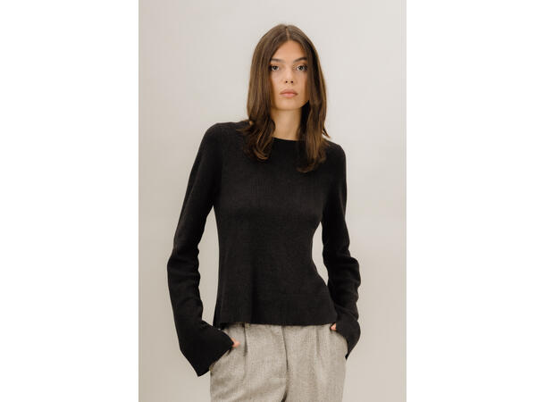 Lila Sweater Dark Brown S Viscose knit LS sweater 