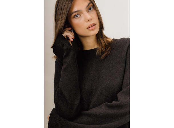 Lila Sweater Dark Brown S Viscose knit LS sweater 