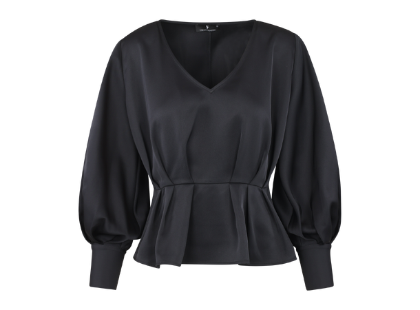 Mariella LS Blouse Black XS Satin blouse with V-neck 