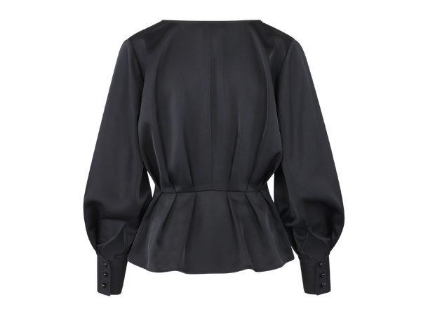 Mariella LS Blouse Black XS Satin blouse with V-neck 