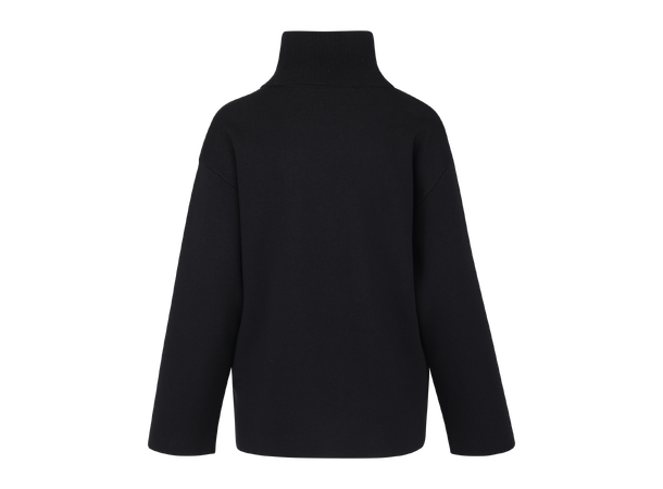 Loose black turtleneck top