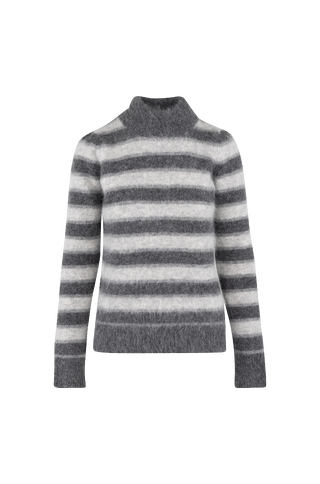Mocca Sweater Fury fluffy striped mockneck sweater