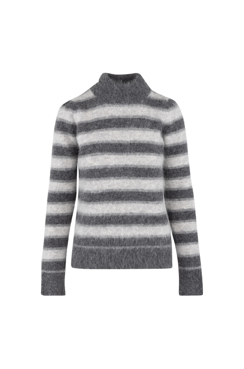 Mocca Sweater Fury fluffy striped mockneck sweater