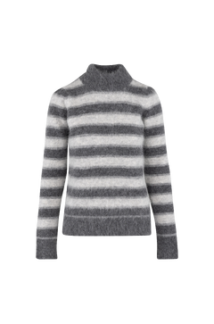 Mocca Sweater Fury fluffy striped mockneck sweater