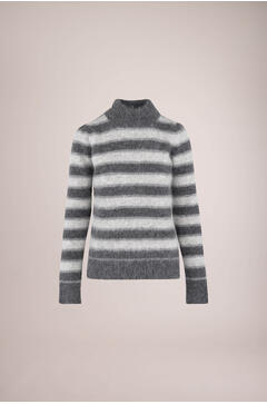 Mocca Sweater Fury fluffy striped mockneck sweater