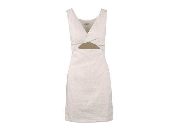 Nikoline Dress Light Sand M Cut-out linen dress 