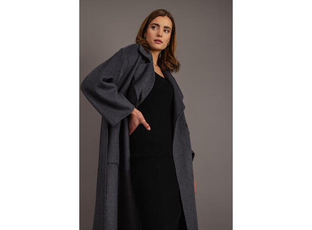 Ulla Coat Charcoal S Long coat with lapel 