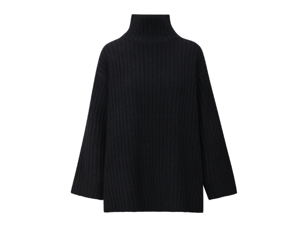 Vanya Sweater Black M Rib knit t-neck 