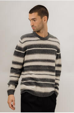 Arlo Sweater Multi striped teddy knit