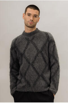 Bowen Reversible Sweater Hairy argyle sweater