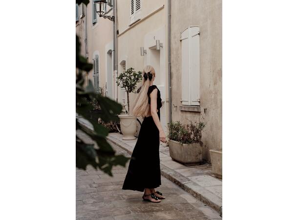 Cecilia Dress Black XS Open back frill maxi dress 