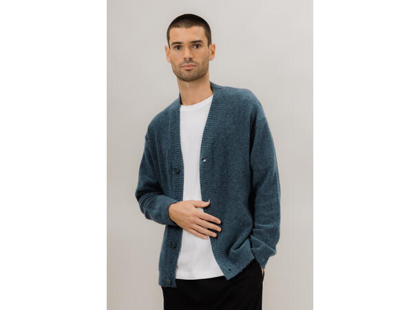 Cedric Cardigan Mallard Blue M Mohair cardigan 