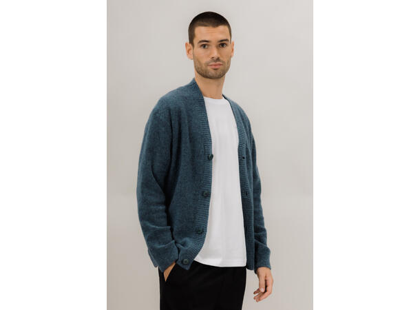 Cedric Cardigan Mallard Blue M Mohair cardigan 
