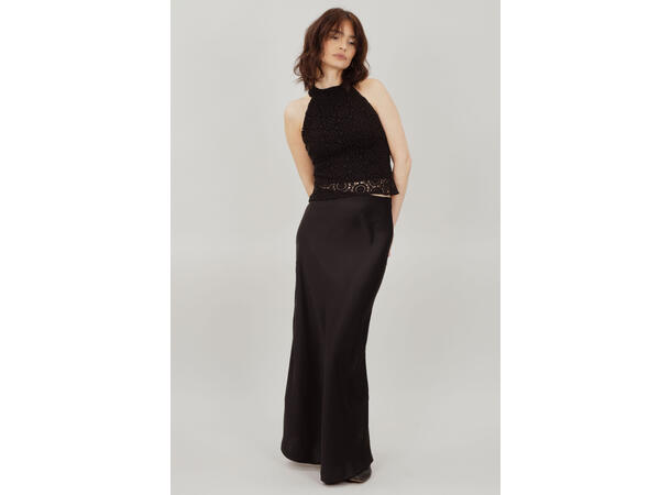 Gamma Skirt Black S Maxi satin slip skirt 