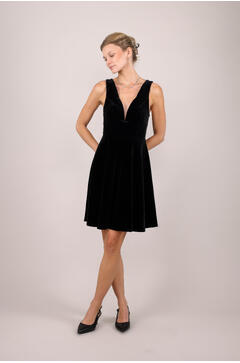 Ginza Dress Velour deep v-neck dress