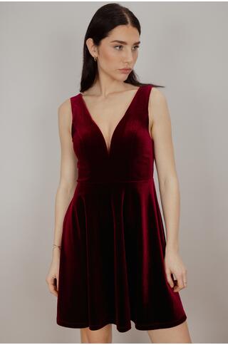 Ginza Dress Velour deep v-neck dress